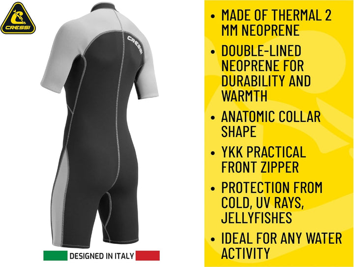 Cressi Women's Short Front Zip Wetsuit for Surfing, Snorkeling, Scuba Diving -Lido Short Lady pink/s