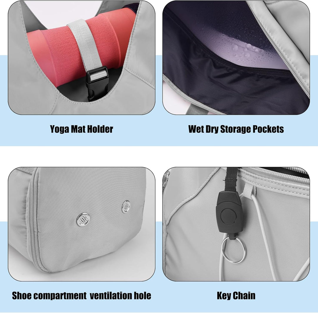 Sporttasche für Damen Yogatasche mit Schuhfach & Nassfach Reisetasche Tragetasche für Yogamatten Fre