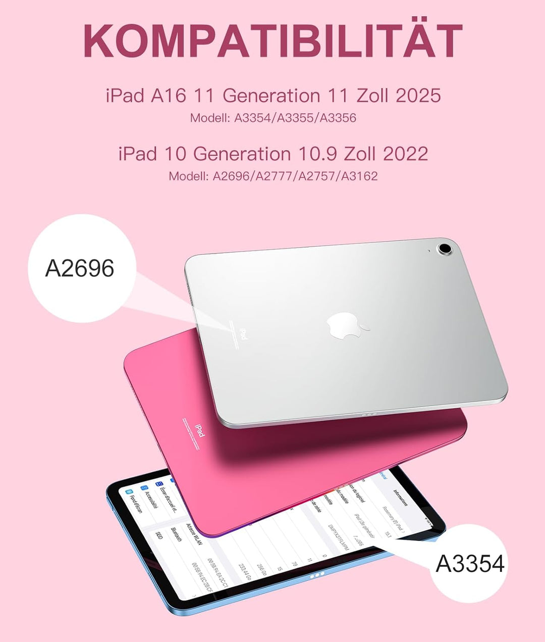 Vobafe Touchpad Hülle mit Tastatur für iPad A16 11 10 Generation 2025 2022, 11/10,9 Zoll, Magnetisch
