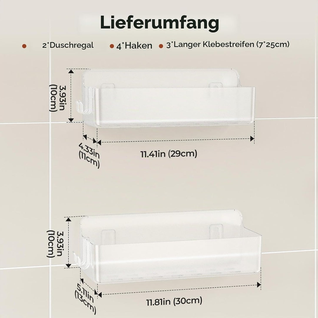 Orimade Duschablage ohne Bohren-Duschregal 2 Stück,Shampoo Halterung für Dusche Grosse Kapazität,Bad
