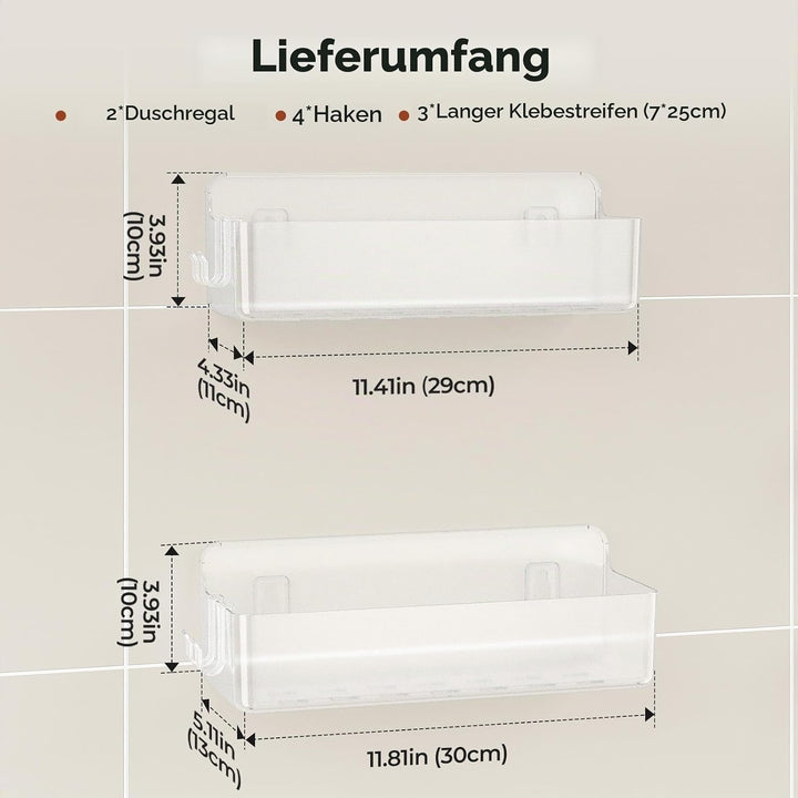 Orimade Duschablage ohne Bohren-Duschregal 2 Stück,Shampoo Halterung für Dusche Grosse Kapazität,Bad