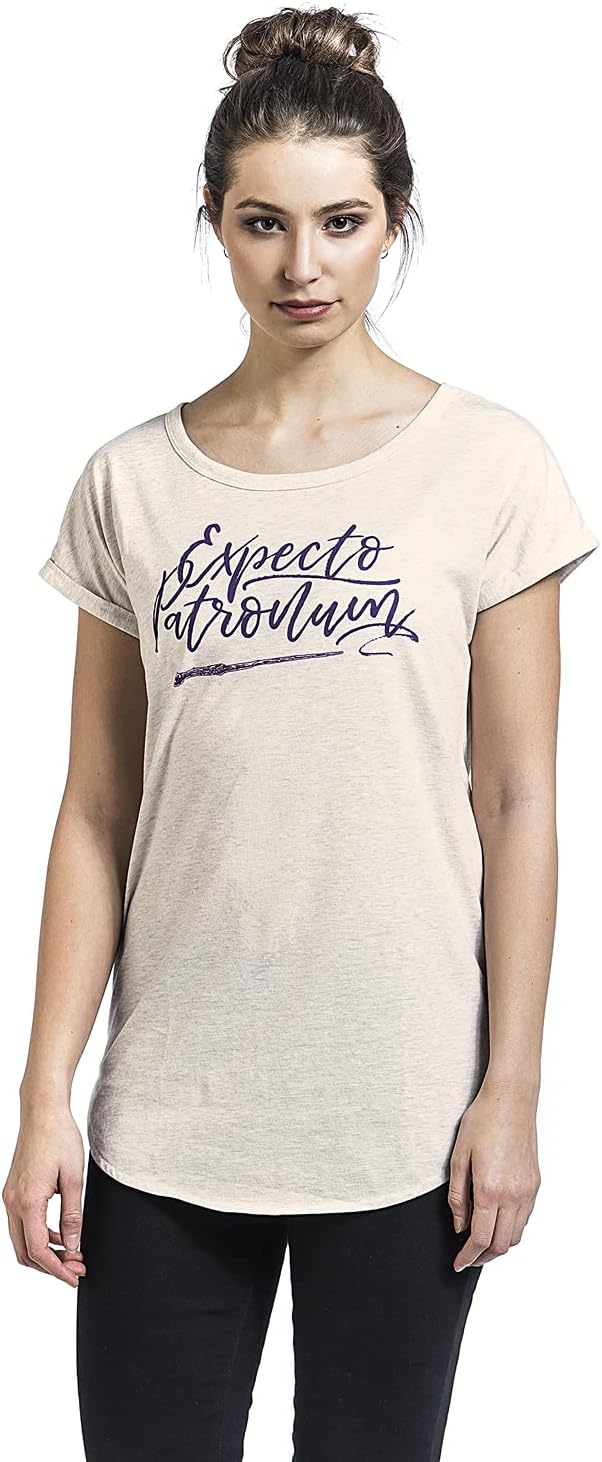 Harry Potter Patronus UV Frauen T-Shirt Creme meliert Fan-Merch, Filme S Creme Meliert, S Creme Meli