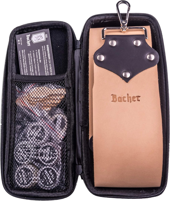 Bacher Premium Leder Streichriemen Breit zum Schärfen von Rasiermesser Set mit Polierpaste für Abzie