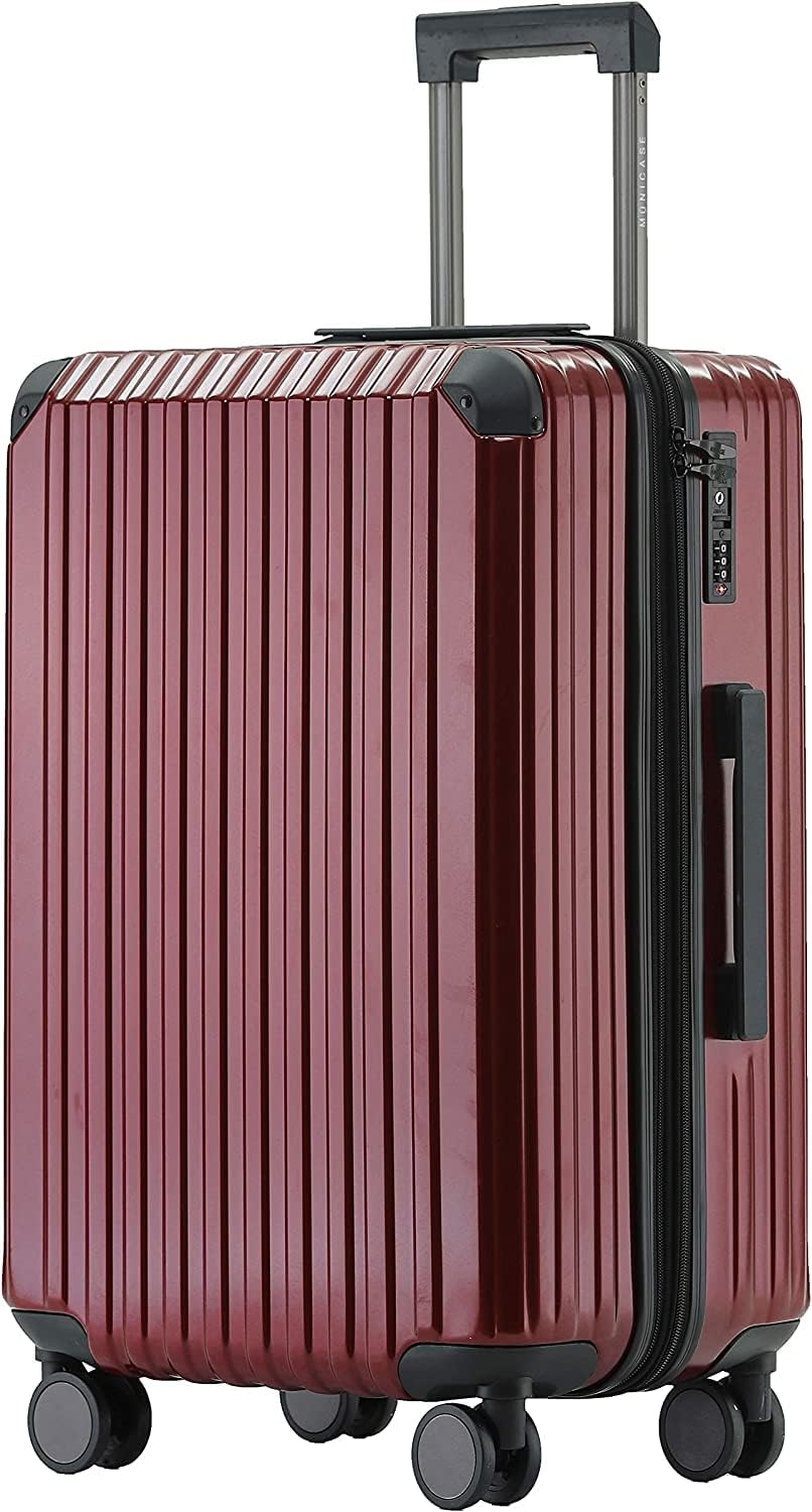 Münicase M816 TSA-Schloss Koffer Reisekoffer Trolley Kofferset Hardschale Boardcase (Weinrot, Grosse