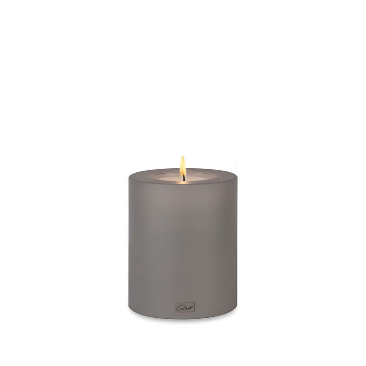 Qult Farluce Trend • Farbe Steingrau • ∅ 10 cm Höhe 12 cm • Teelichthalter in Kerzenform • Kunststof