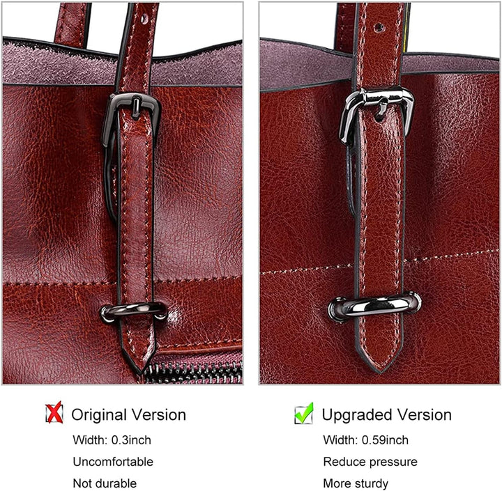 S-ZONE Damen Echtleder Tasche Shopper Gross Tote Handtasche Henkeltasche (C-wine Rot) Weinrot, Weinr