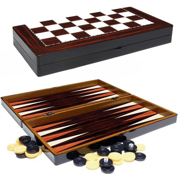 PrimoLiving Deluxe Holz Backgammon Set Porto – 25,5 x 26,4 cm - inklusive Schachbrett S Porto, S Por