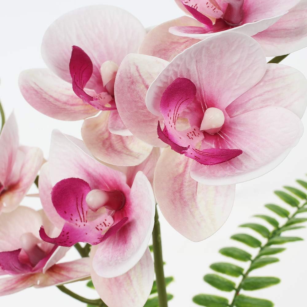 Kunstblumen wie Echt Orchideen Künstlich Blumen Deko Kunstpflanze Phalaenopsis im Goldfarbenen Topf