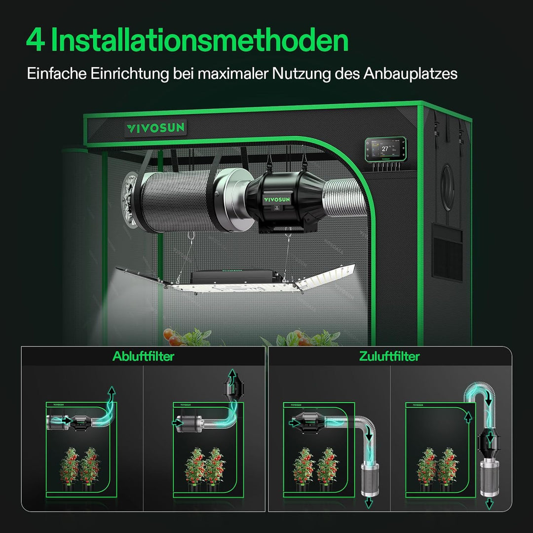 VIVOSUN Aktivkohlefilter 100mm/4 Inch, Kohlefilter Geruchskontrolle mit Australischer Aktivkohle für