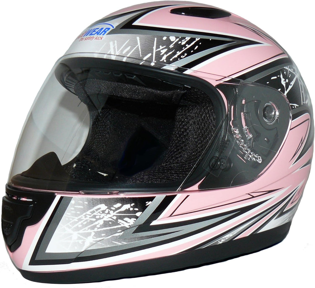 Protectwear Kinder Motorradhelm, Integralhelm, Rosa/Silber Glanz, M (57-58) XXS Rosa/Silber, XXS Ros