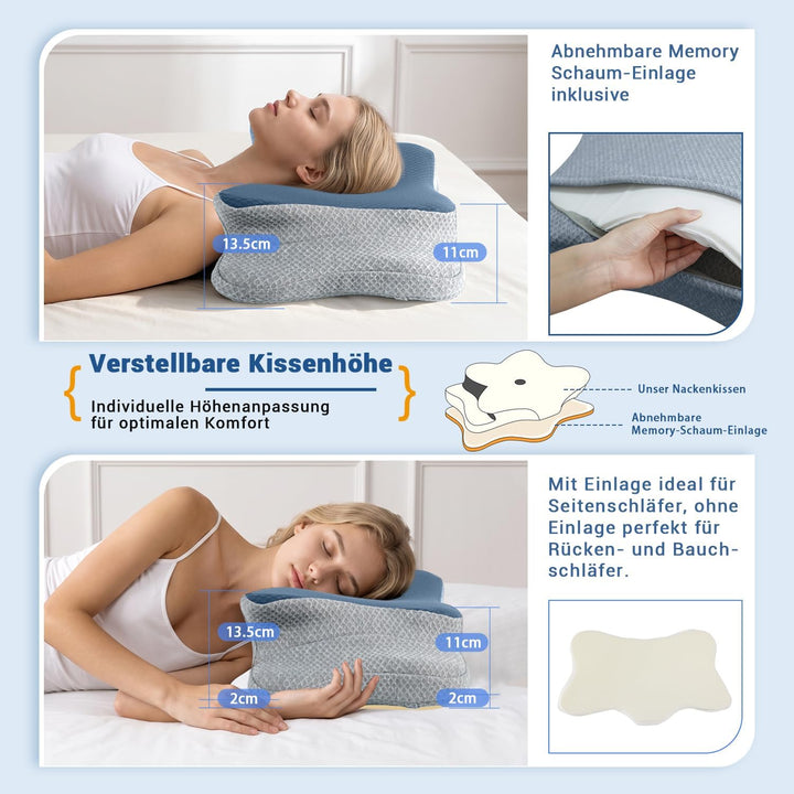 Memory Foam Kissen, Gebärmutterhalskissen für Nacken und Schultern Schmerzlinderung, Ergonomische Ko