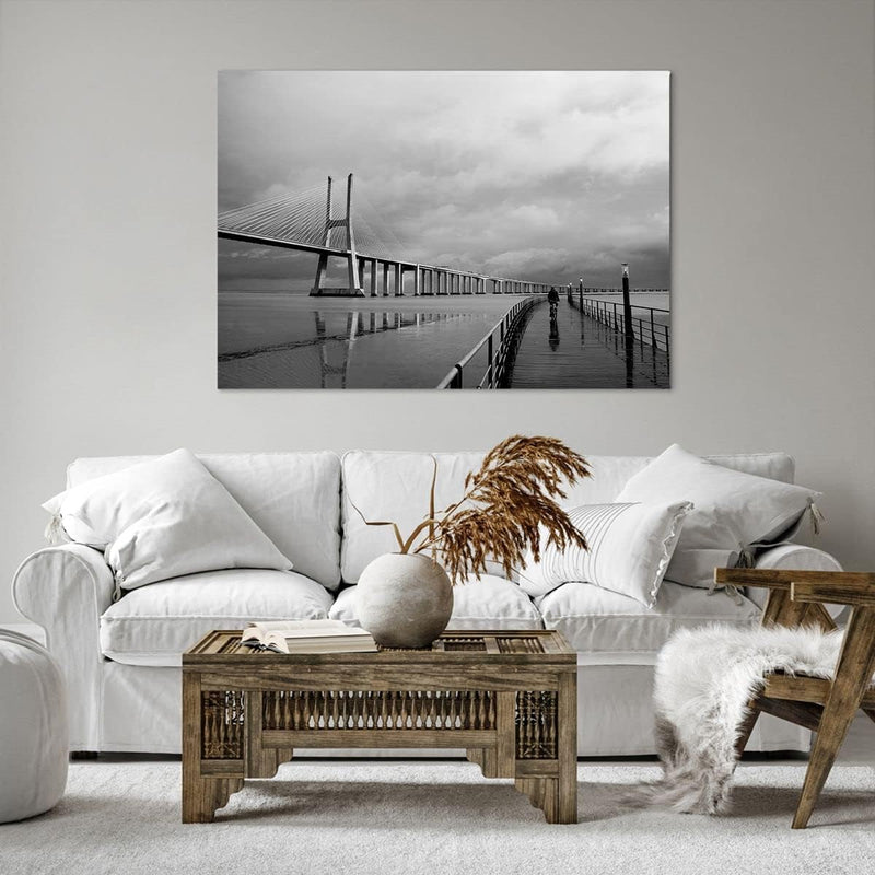 Bilder auf Leinwand 100x70cm Leinwandbild Architektur fahrrad lissabon tourismus Gross Wanddeko Bild