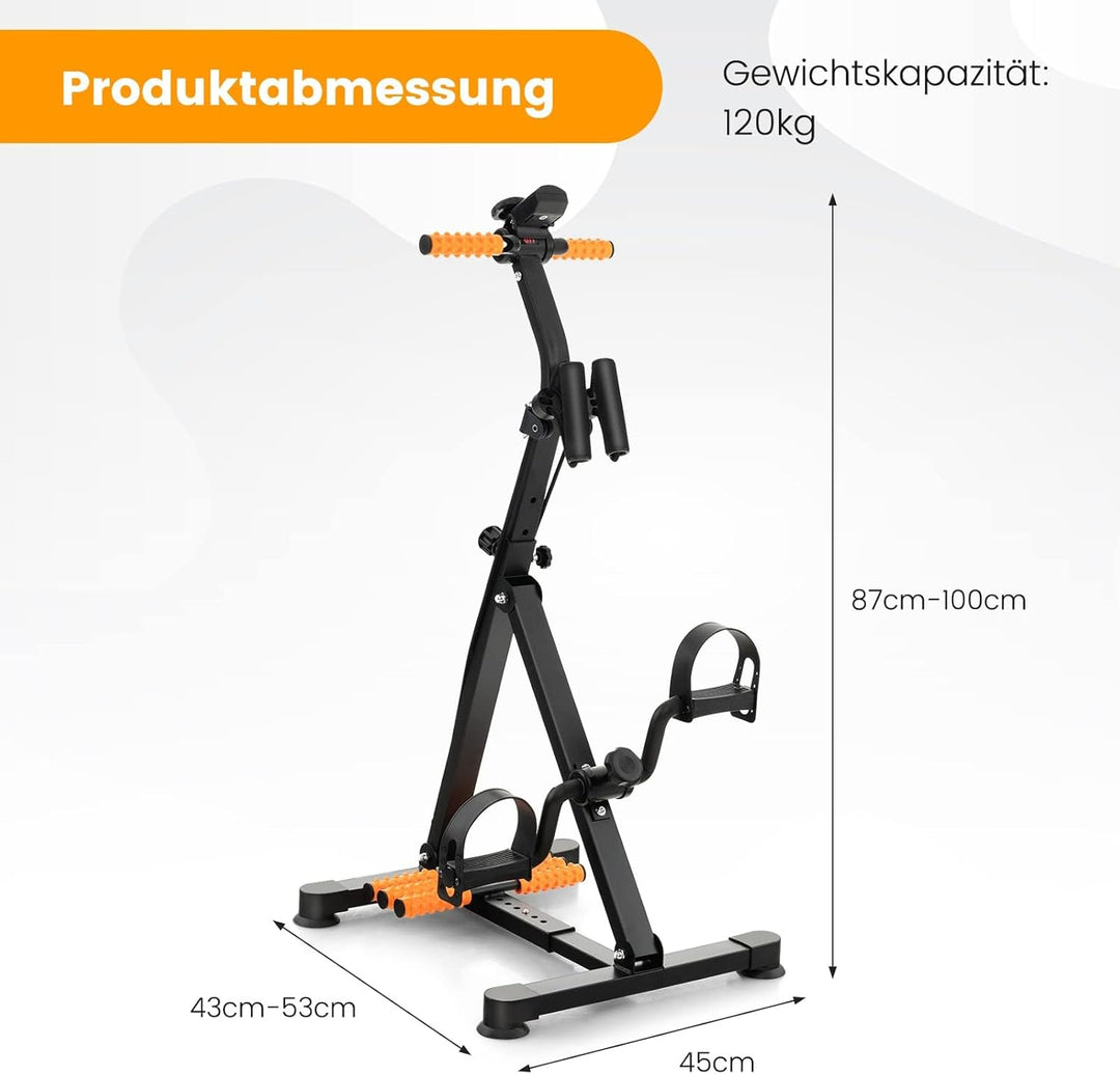 COSTWAY Pedaltrainer für Senioren, Arm und Beintrainer mit LCD Display, Bewegungstrainer höhen- & lä
