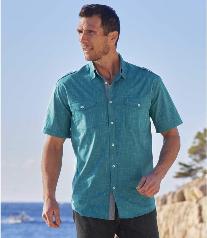 ATLAS FOR MEN - Herrenhemd - Kurze Ärmel - Verfügbar in grossen Grössen von M bis 5XL XL Smaragdgrün