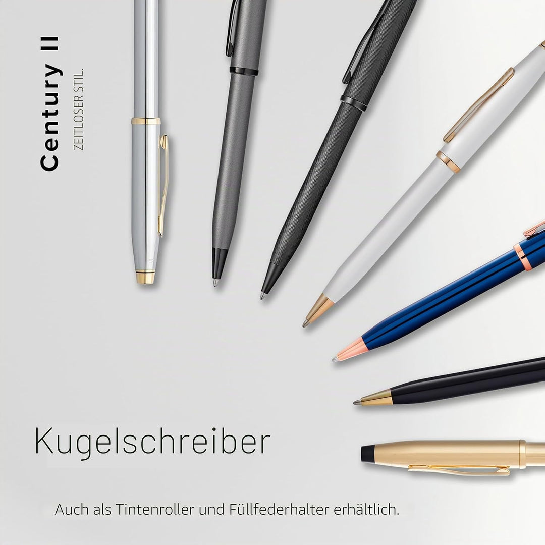 Cross Century II Kugelschreiber (Strichstäke M, Schreibfarbe: schwarz, inkl. Premium Geschenkbox) Gl