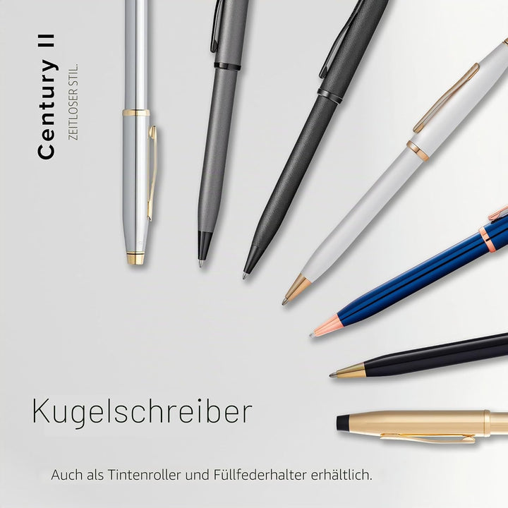 Cross Century II Kugelschreiber (Strichstäke M, Schreibfarbe: schwarz, inkl. Premium Geschenkbox) Gl