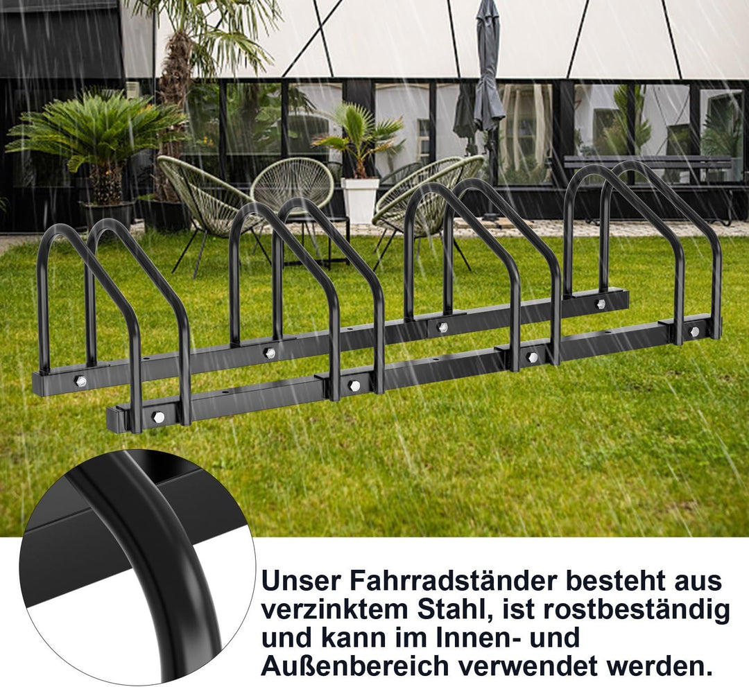 Fahrradständer Boden für 4 Fahrräder, 30cm Radabstand 35-55mm Reifenbreite rostfreier Stahl selbstsi