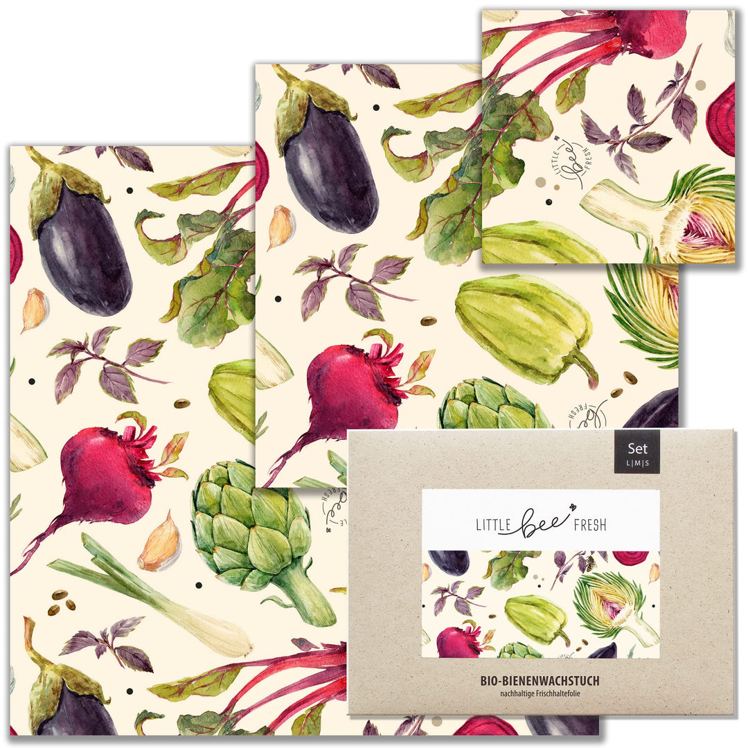little bee fresh Bio-Bienenwachstücher Starter-Set "S/M/L" aus Deutschland - hält Lebensmittel natür