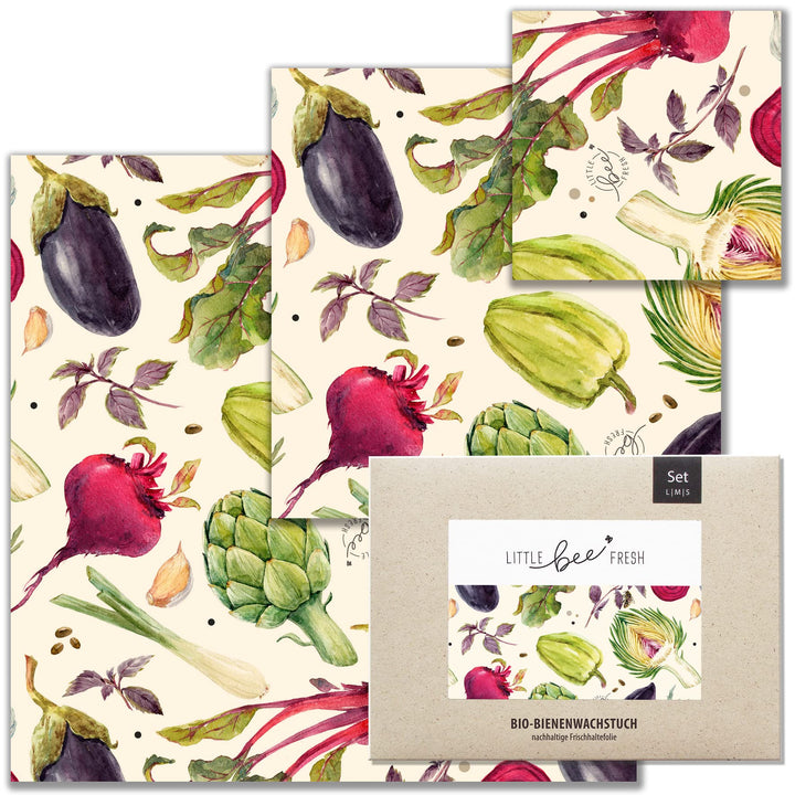 little bee fresh Bio-Bienenwachstücher Starter-Set "S/M/L" aus Deutschland - hält Lebensmittel natür