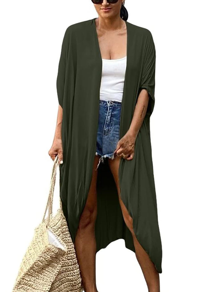 Bsubseach Damen Lange Strand Strandponcho für Bademode Sexy Bikini Beach Kimono Strickjacke A-armee