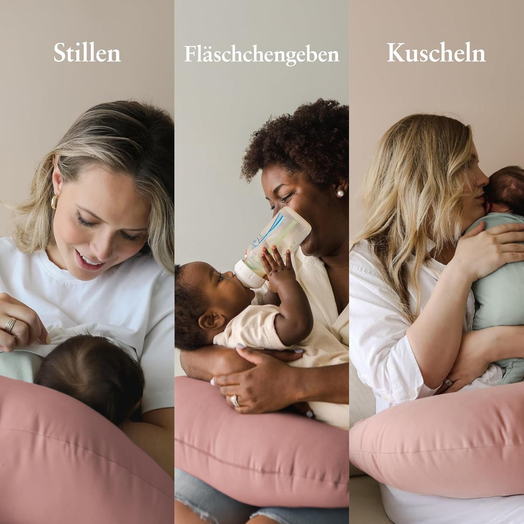 snuggle me® Stillkissen klein - Stillmond mit Stillkissenbezug aus 100% Bio-Baumwolle, Stillhörnchen