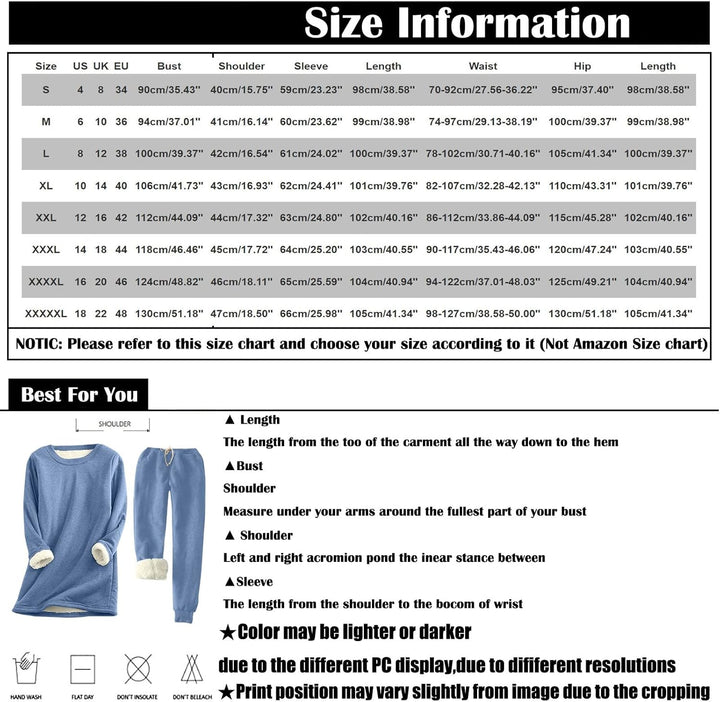 Hausanzug Warm Damen Fleece Winter Gefüttert Zweiteiler Hausanzug Damen Innenfell Teddyfleece Warmer