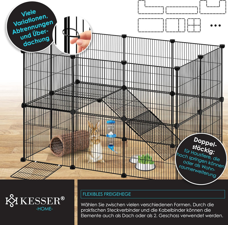 KESSER® Freigehege Gittergehege für Kaninchen aus Metallgitter XXL inkl. Tür Kleintiergehege Meersch