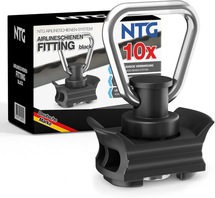 NTG Airlineschiene Fitting aus Kunststoff (10 Stück) | Airline Fitting mit 1000kg Bruchlast in Schwa