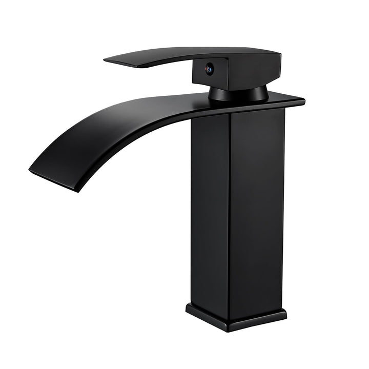 kisimixer Wasserhahn Bad Schwarz Wasserfall, Waschtischarmatur Bad Schwarz, Badarmatur Einhand Wasch