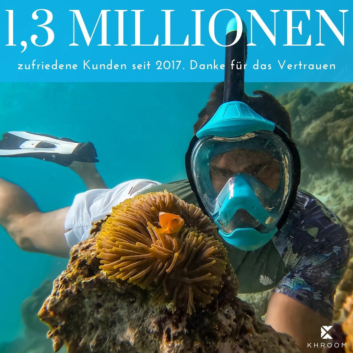 Khroom Schnorchelmaske für Erwachsene und Kinder - Seaview Y | CO2 sicher | Vollmaske zum Schnorchel