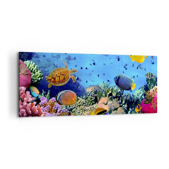 Wandbilder Dekoration Wohnzimmer Korallenriff Panorama Bilder auf Leinwand 120x50cm Leinwandbild mit