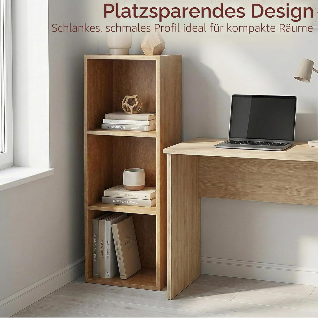 Vida Designs Oxford Bücherregal mit 3 Ebenen, würfelförmig, Eiche, Holz-Regaleinheit für Büro, Wohnz