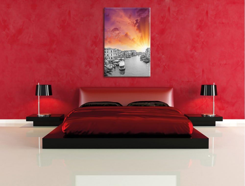 Pixxprint altmodische Wasserstrasse in Venedig als Leinwandbild/Grösse: 120x80 / Wandbild/Kunstdruck