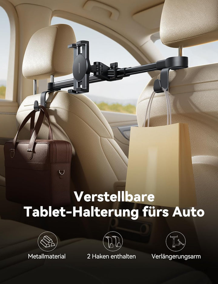 JOYROOM Tablet Halterung Auto Kopfstütze [Bilaterale Fixierung] Tablethalterungen Auto mit Metallarm