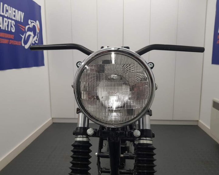 Motorrad 7.7" Chrom Frontscheinwerfer 12V 55W für Cafe Racer & Scrambler - Schale