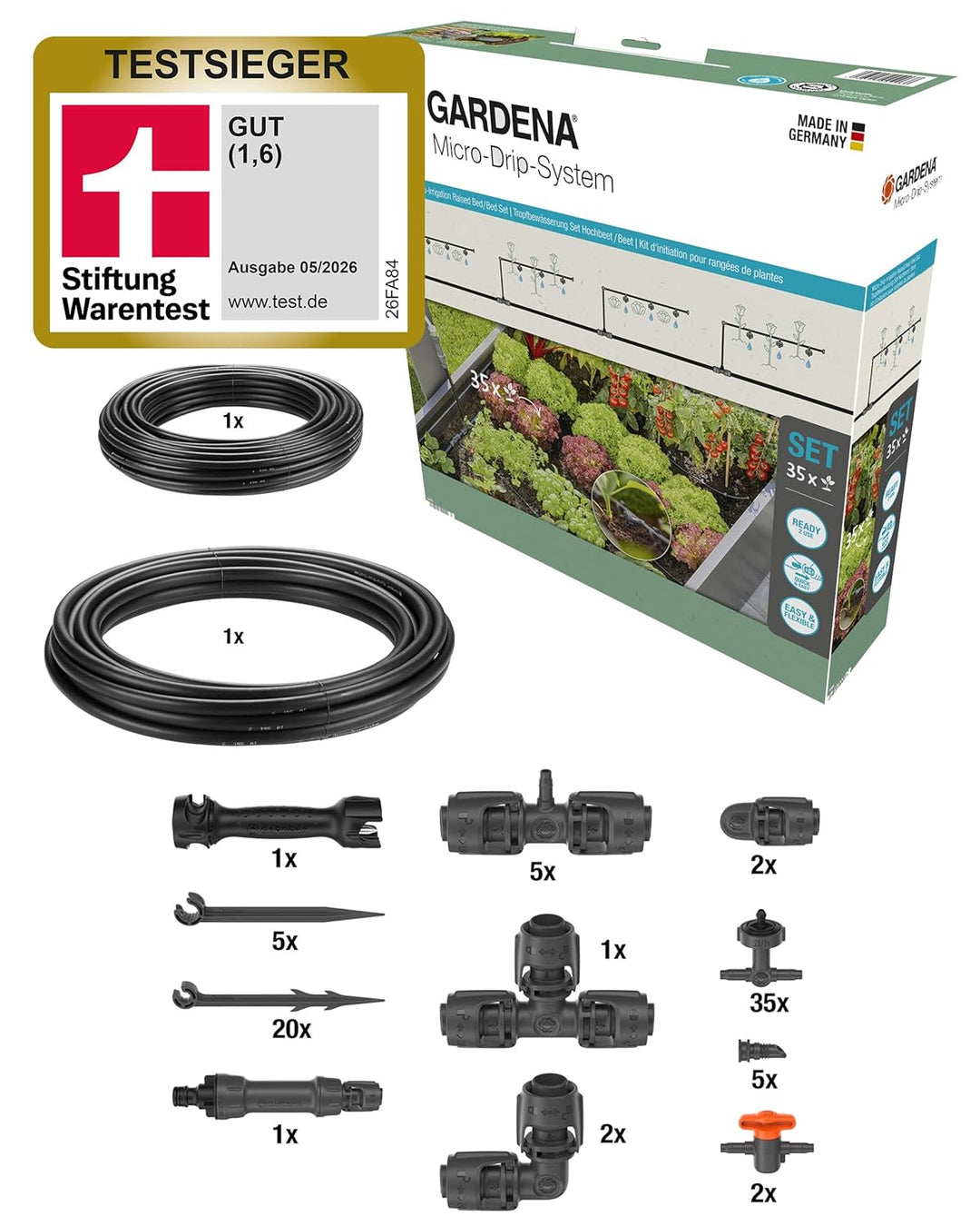 Gardena Micro-Drip-System Tropfbewässerung Set Hochbeet/Beet (35 Pflanzen): Starter-Set sofort einsa