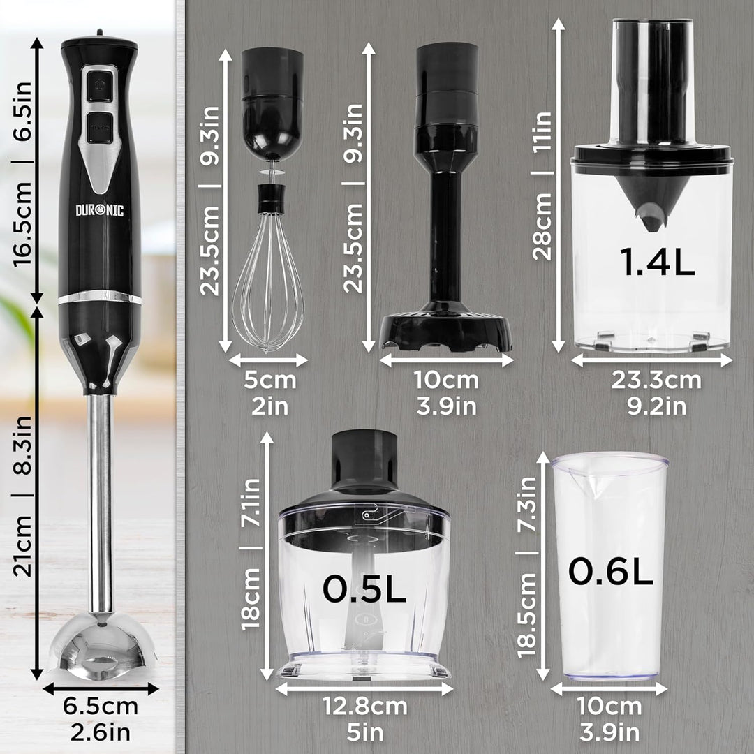Duronic HB35 Stabmixer elektrisch, Pürierstab 350W, Edelstahl Rührstab, Handrührgerät, Ergonomischer