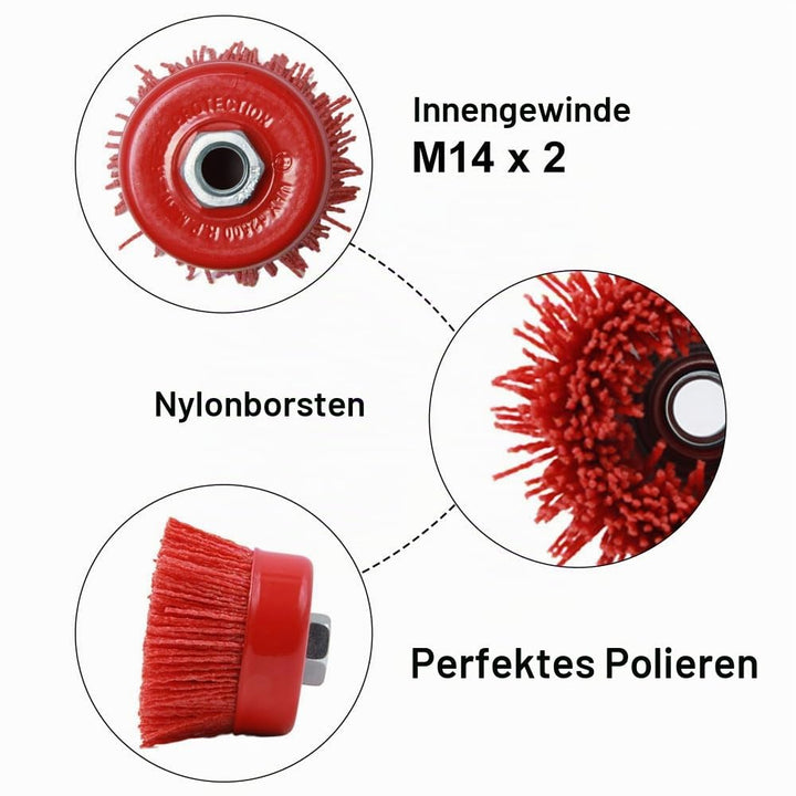 UTMACH 2 Stück Nylon Topfbürste Bohrmaschine Nylonbürste Winkelschleifer Bürste Nylon mit Innengewin