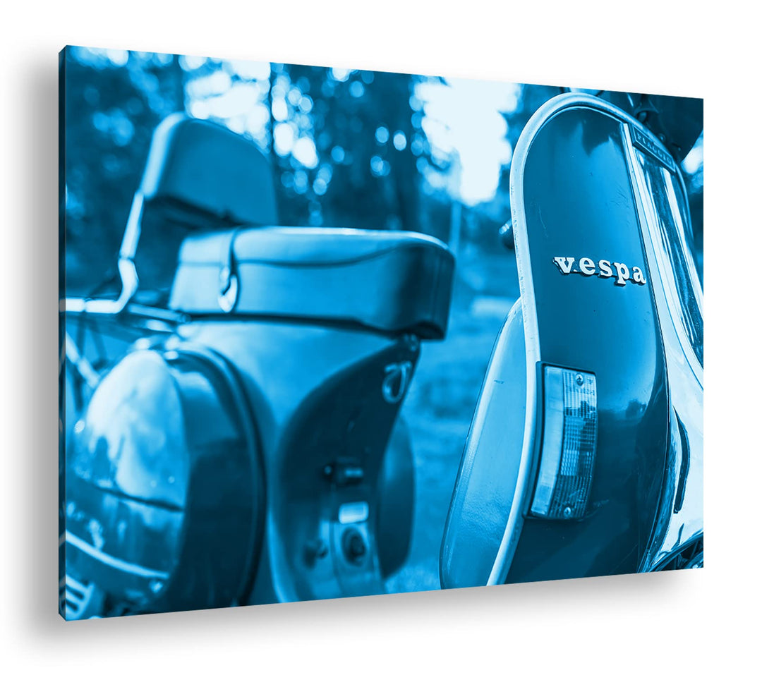 deyoli Vespa Motorrad in schöner Landschaft Format 80x60 Effekt: Monocrome Blau als Leinwandbild, Mo