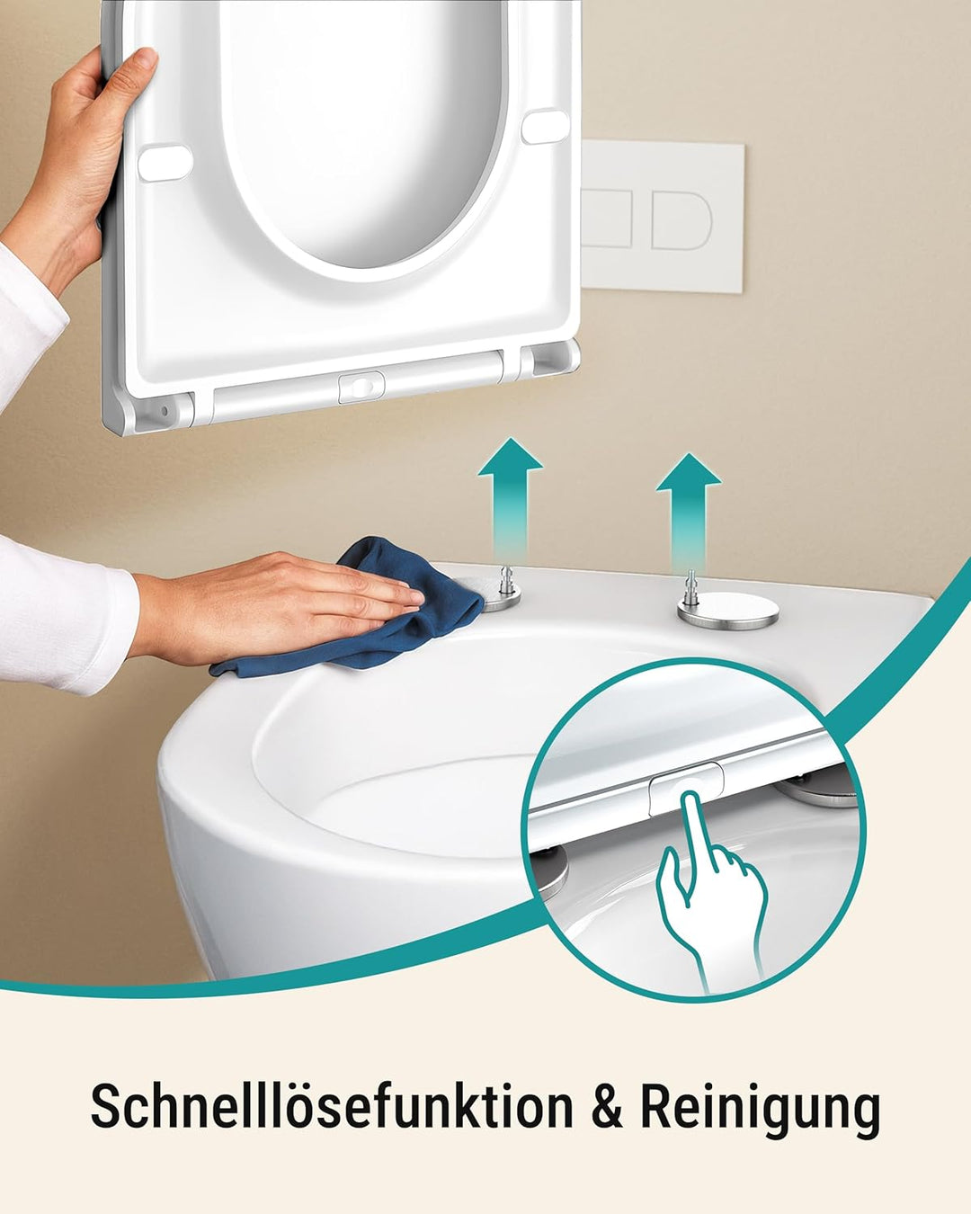 HySail Hochwertiger Toilettendeckel mit Absenkautomatik, Schnellverschluss und Hygienischer Oberfläc