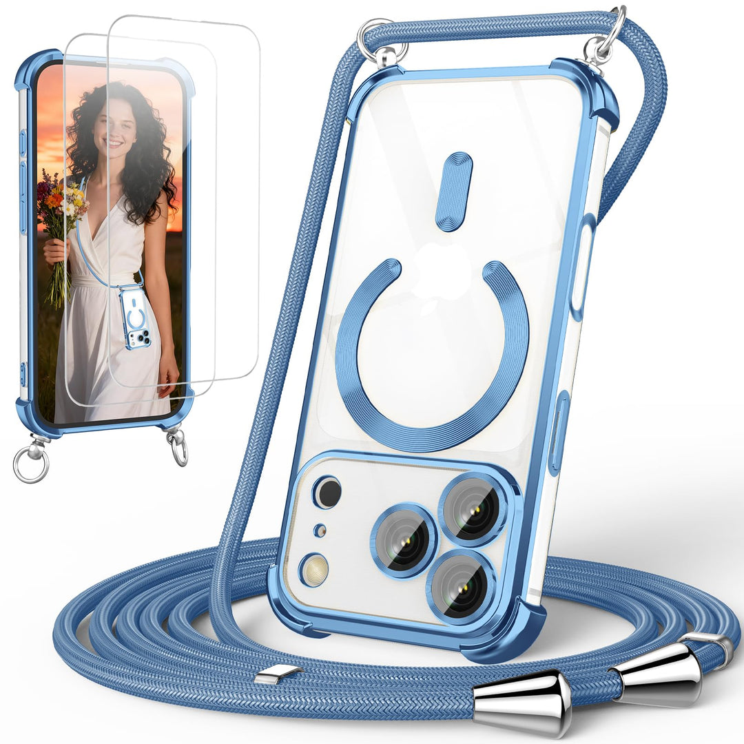 GOODVISH Handykette für iPhone 17 Pro Max Hülle mit Band, mit 2 Stück Schutzfolie und Kamera Schutz,