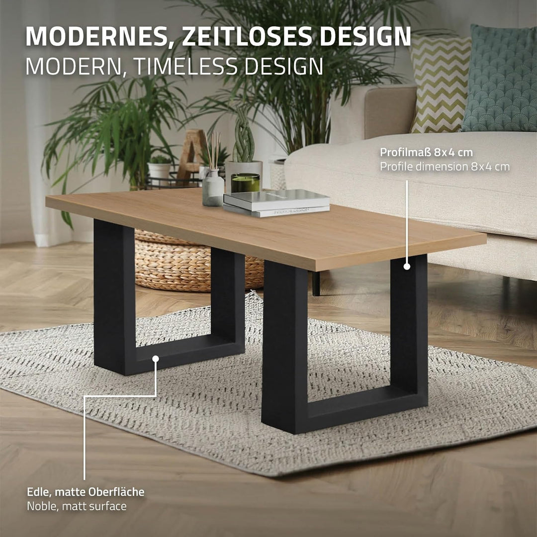 ECD Germany 2er Set Tischbeine 40x43 cm, Schwarz, Stahl pulverbeschichtet, Industriedesign, Vierkant