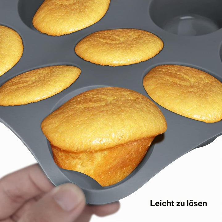 Aschef 12x Antihaft Silikon Backformen Brotbackform Kuchenform Muffinform mit Teigschaber Backpinsel