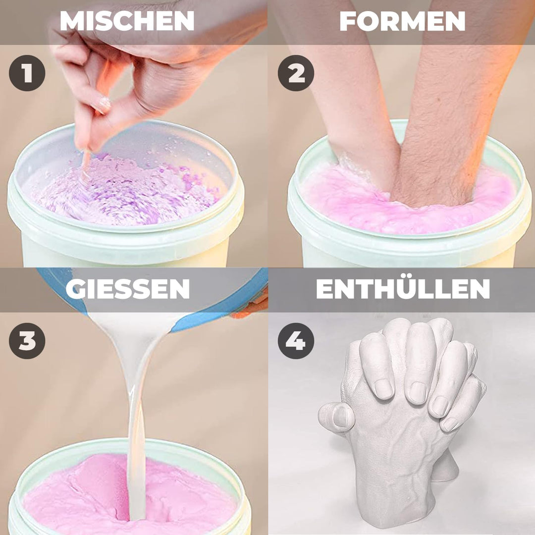 Love Hands® 3D Handabdruck-Set - Aus umweltfreundlichem Alginat und Gips Kinder und Erwachsene - Unv