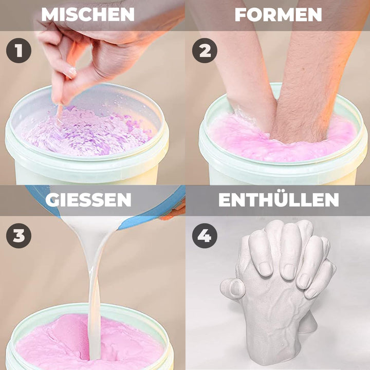 Love Hands® 3D Handabdruck-Set - Aus umweltfreundlichem Alginat und Gips Kinder und Erwachsene - Unv