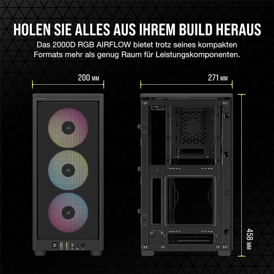 Corsair iCUE 2000D RGB Airflow PC-Gehäuse Mini ITX – Form Mini-ITX – Platten aus Stahl – 3 x Slim AF