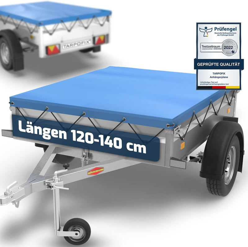 Tarpofix® Anhängerplane Flachplane 140 x 115 x 8 cm - inkl. Planengummi - randverstärktes Anhänger P