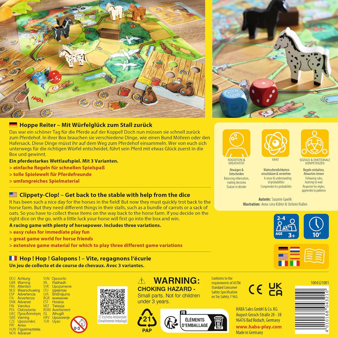 HABA Hoppe Reiter – Spannendes Pferde-Wettlaufspiel - für Kinder ab 3 Jahren - fördert Regelverständ