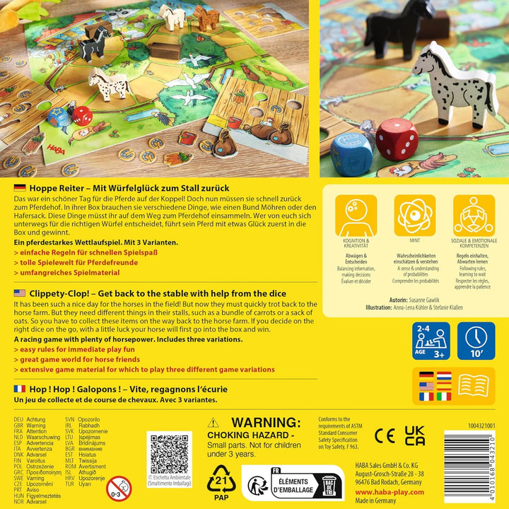 HABA Hoppe Reiter – Spannendes Pferde-Wettlaufspiel - für Kinder ab 3 Jahren - fördert Regelverständ