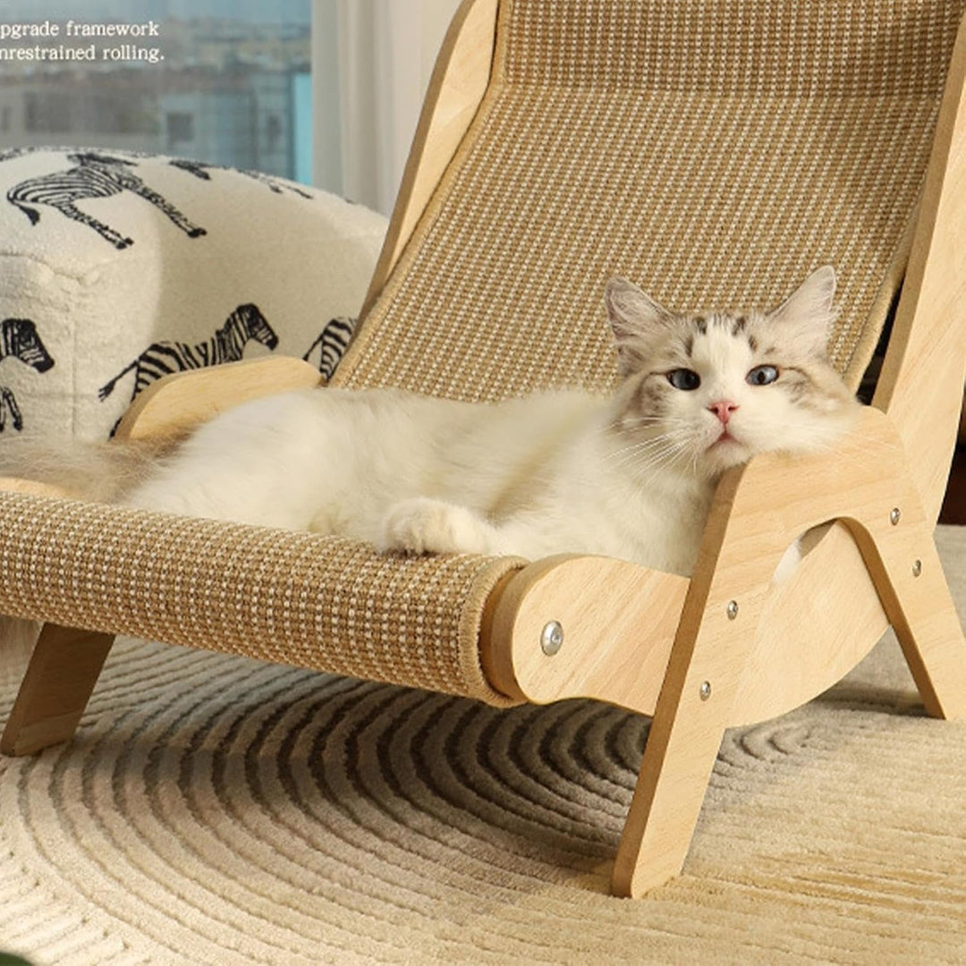 Katzen-Sisal-Stühle, Sisal-Katzen-Lounge-Sessel, erhöhtes Katzen-Sesselbett, hölzerner Sisal-Kratzkr